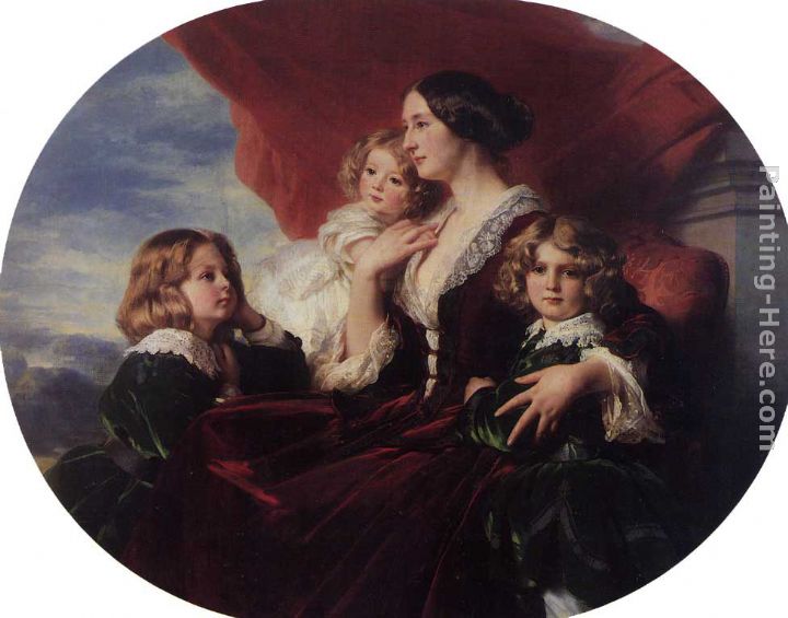 Elzbieta Branicka, Countess Krasinka and her Children painting - Franz Xavier Winterhalter Elzbieta Branicka, Countess Krasinka and her Children art painting
